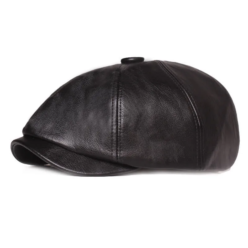 Minimalist Plain Colours Leather Beret Cap