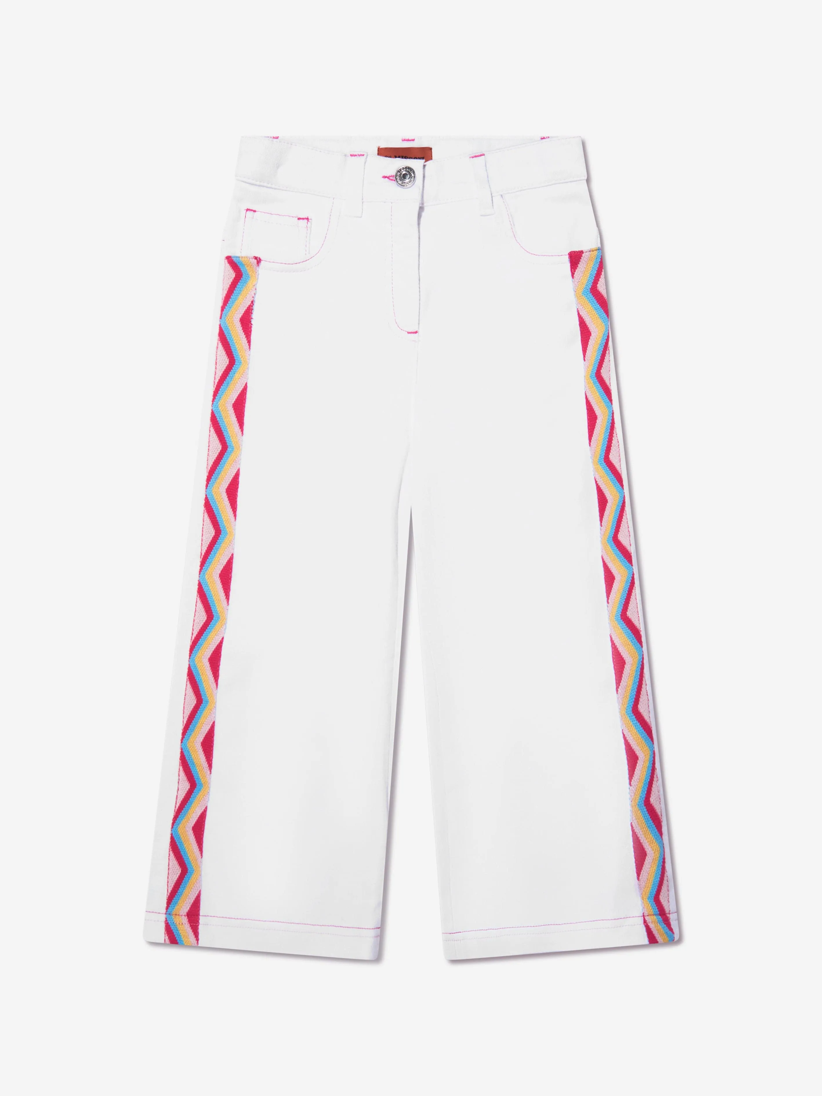 Missoni Girls Zig Zag Wide Leg Trousers in White