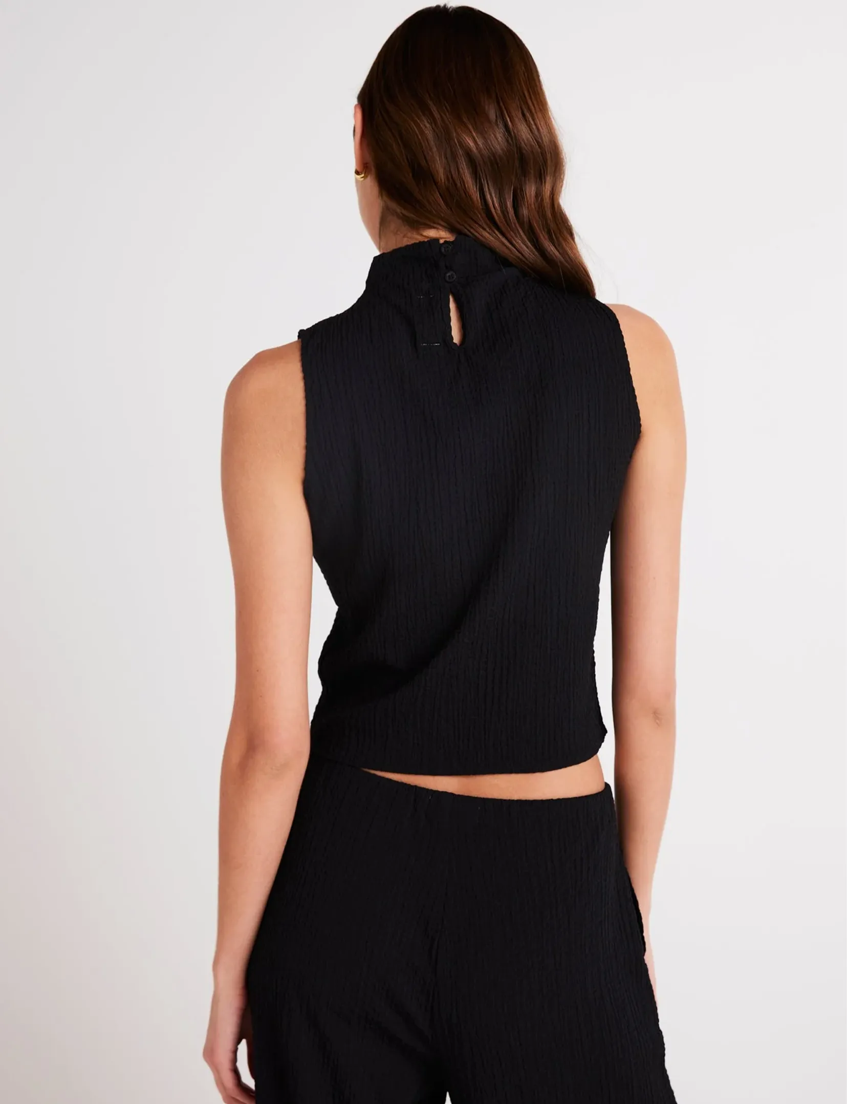 Mock Neck Top, Black