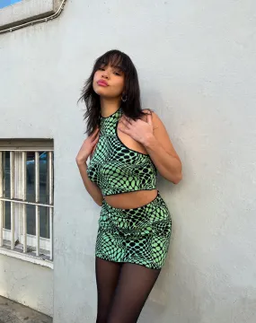 Molisa Crop Top in Geo Polka Arcadian Green