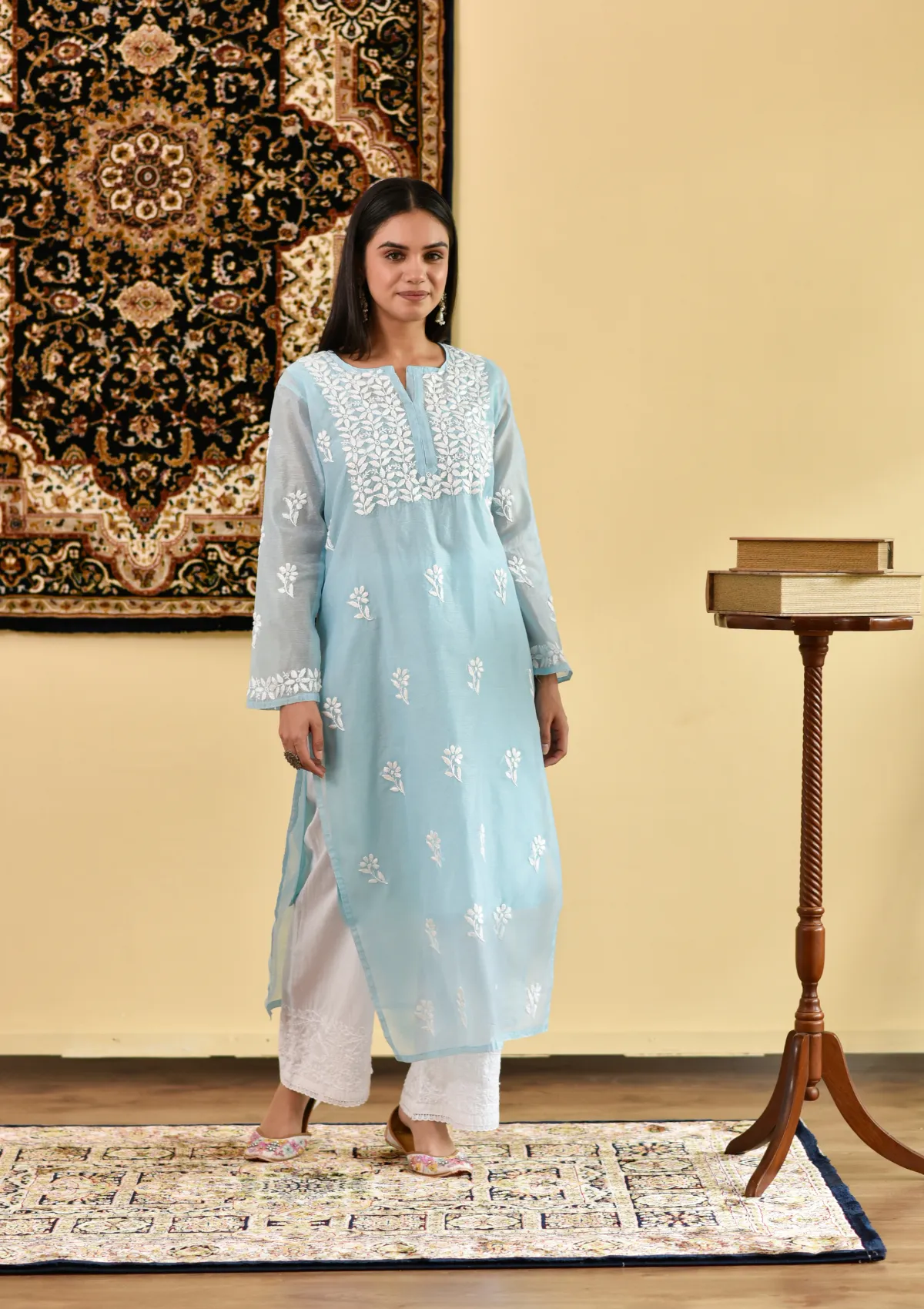 Mona Chanderi Straight Kurta