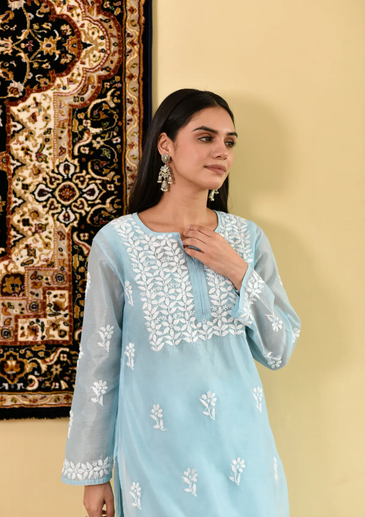 Mona Chanderi Straight Kurta