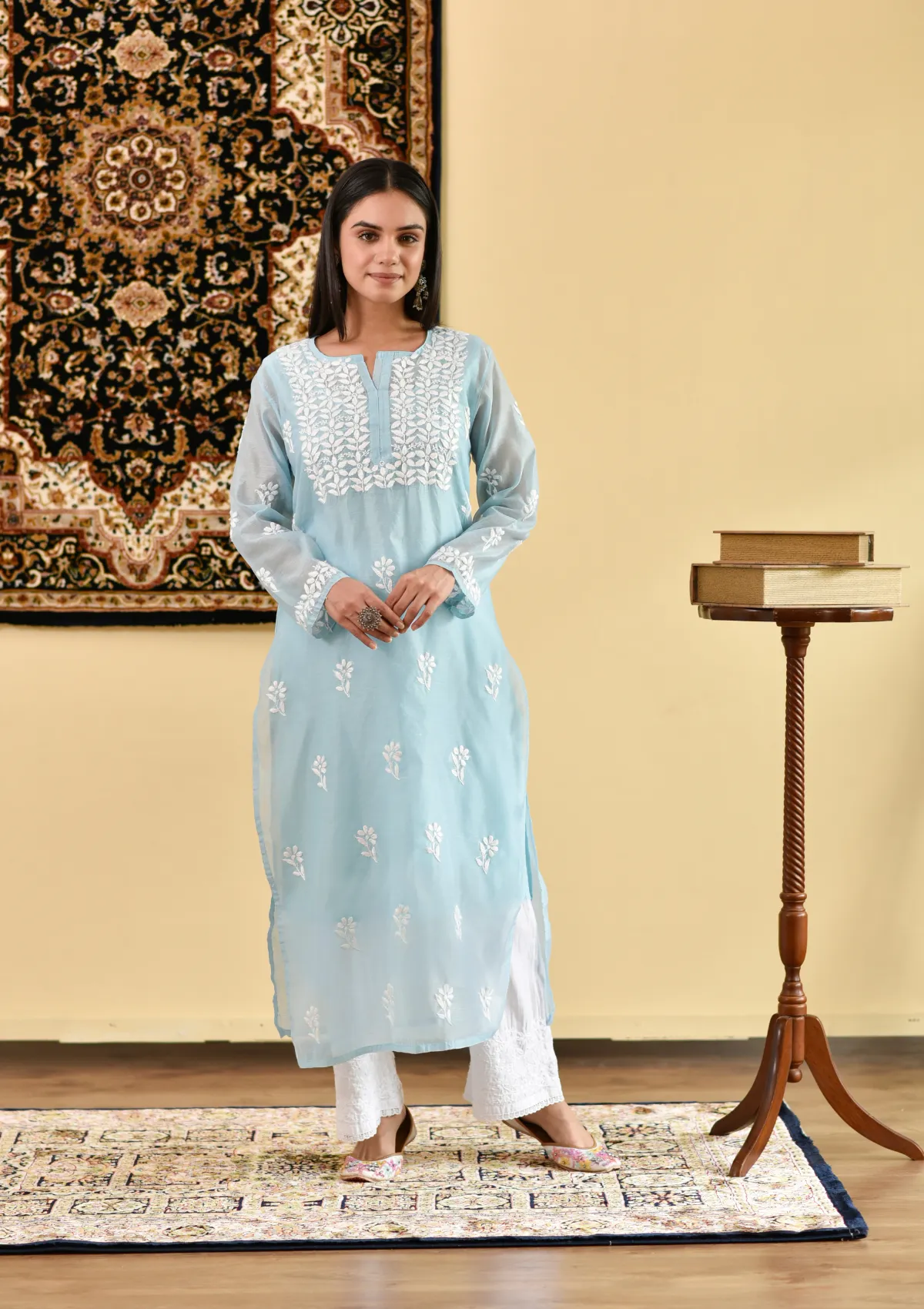 Mona Chanderi Straight Kurta