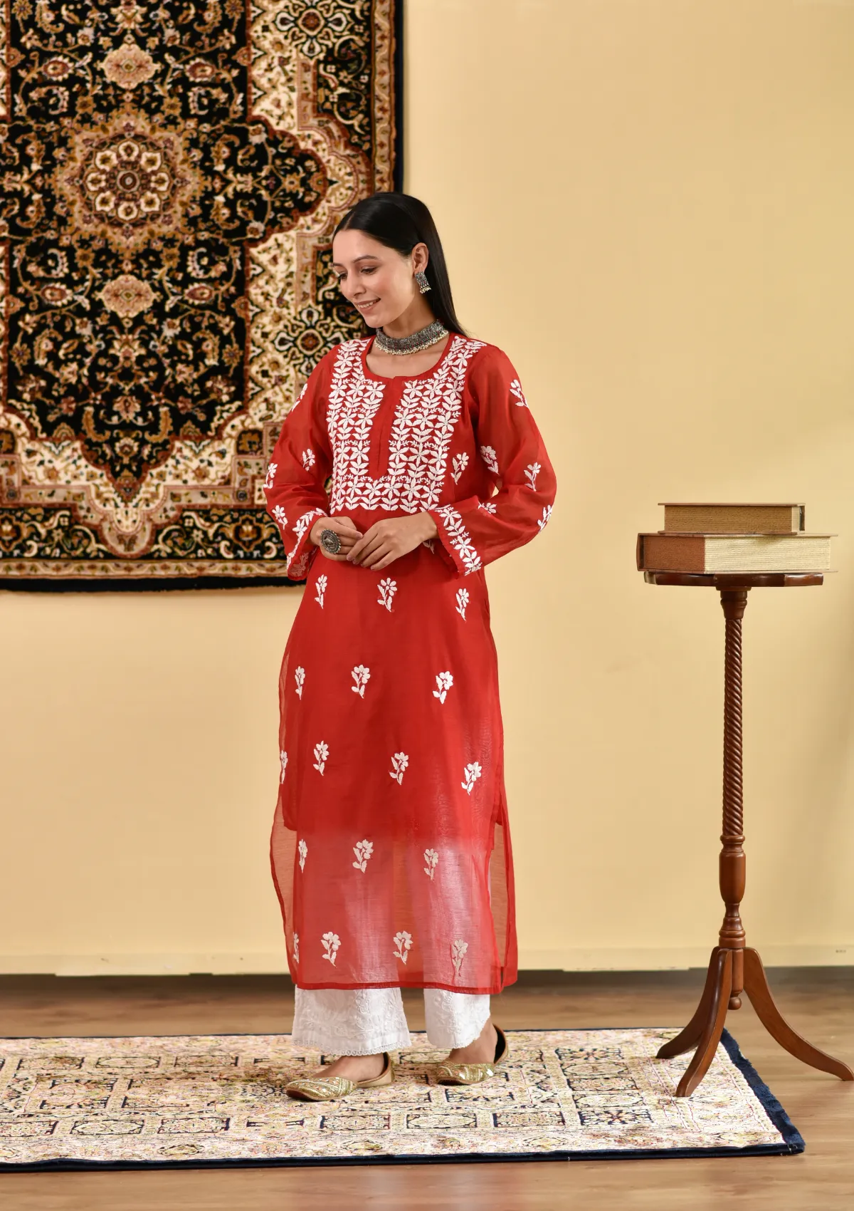 Mona Chanderi Straight Kurta