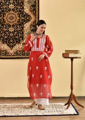 Mona Chanderi Straight Kurta