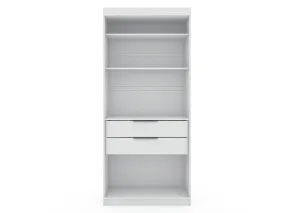 Mulberry Open 1 Sectional Modern Armoire Wardrobe Closet with 2 Drawers in White