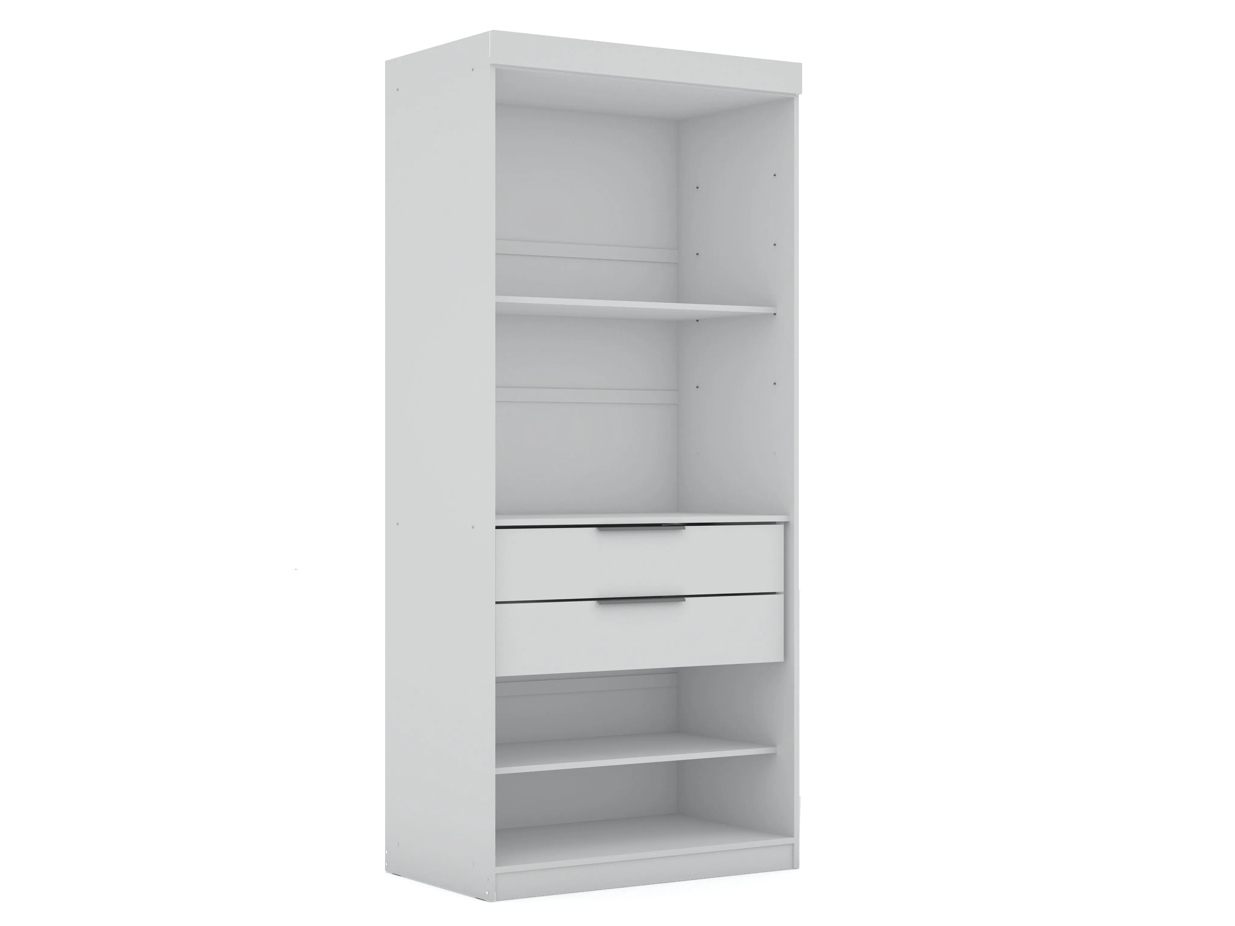 Mulberry Open 1 Sectional Modern Armoire Wardrobe Closet with 2 Drawers in White