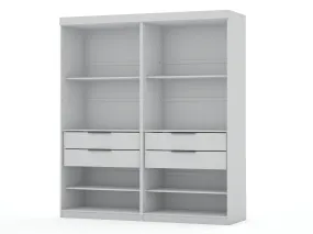 Mulberry Open 2 Sectional Modern Wardrobe Closet with 4 Drawers - Set of 2 in White