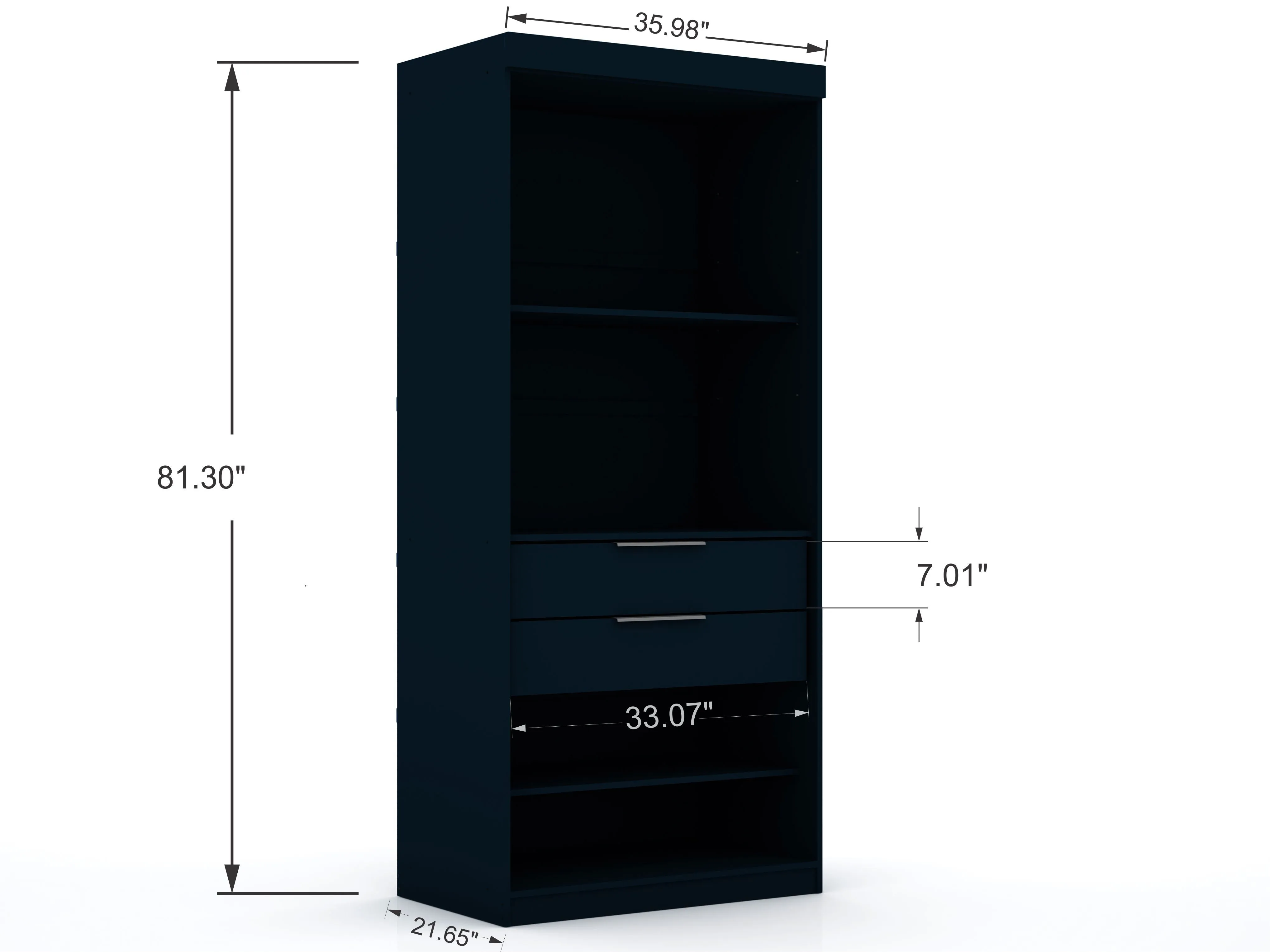 Mulberry Open 3 Sectional Modem Wardrobe Closet with 6 Drawers - Set of 3 in Tatiana Midnight Blue