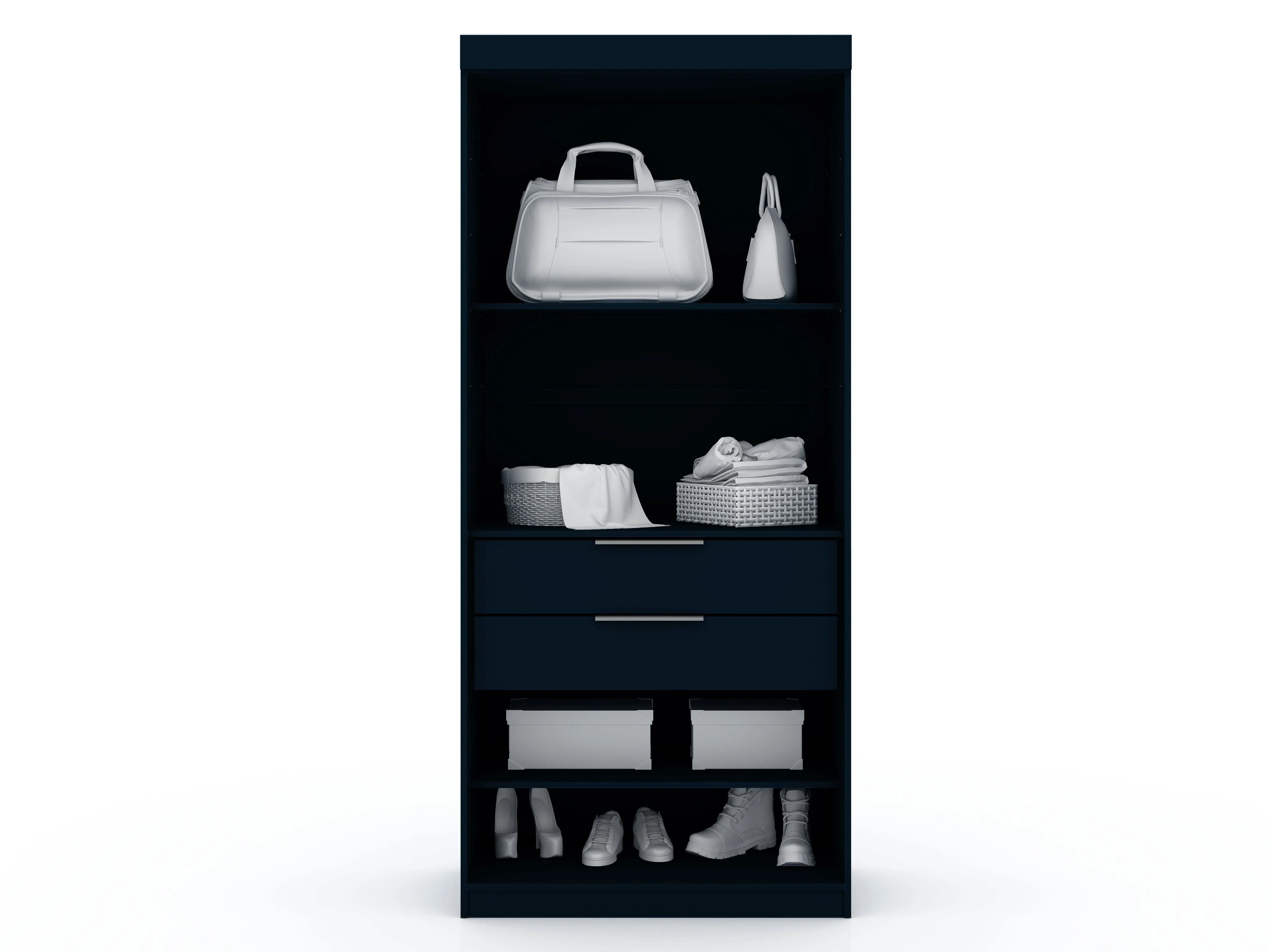 Mulberry Open 3 Sectional Modem Wardrobe Closet with 6 Drawers - Set of 3 in Tatiana Midnight Blue