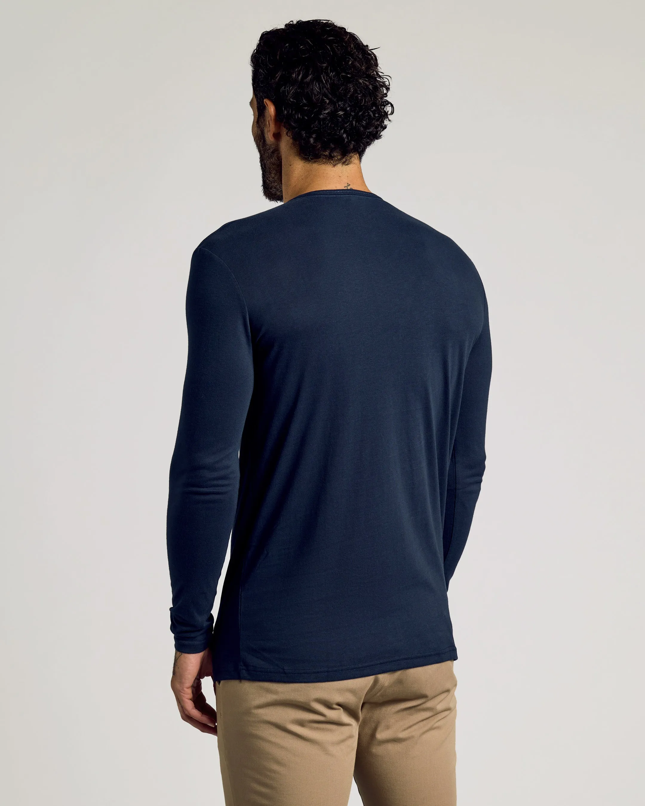 Navy Long Sleeve Tall Classic Henley