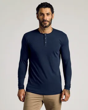 Navy Long Sleeve Tall Classic Henley