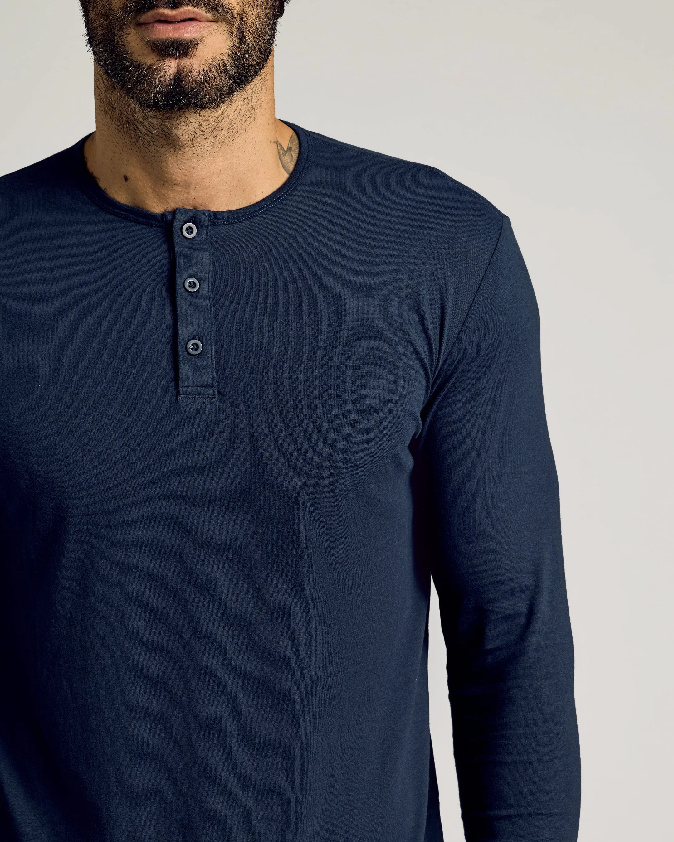 Navy Long Sleeve Tall Classic Henley