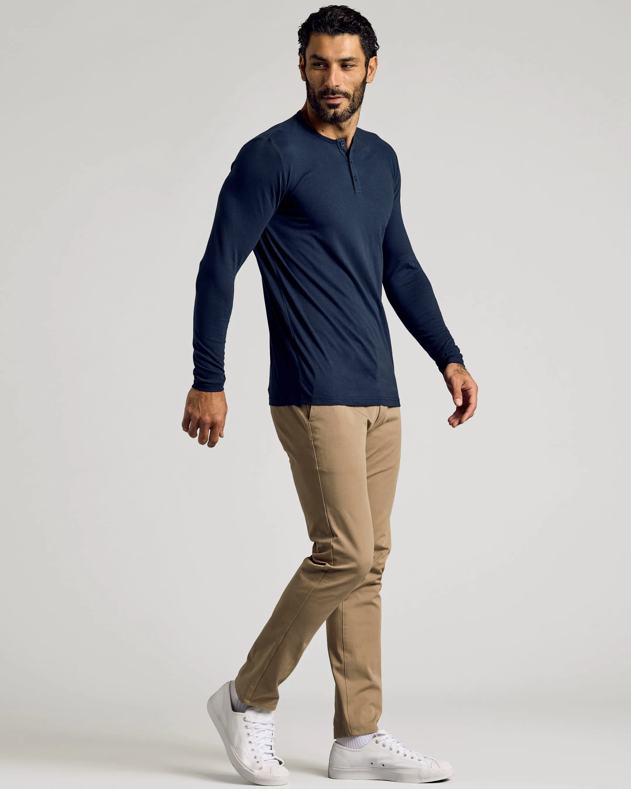 Navy Long Sleeve Tall Classic Henley