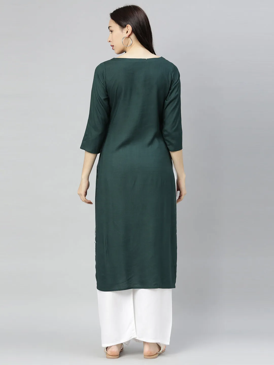 Neeru's B Green Colour Slub Riyon Fabric Tunic "46"