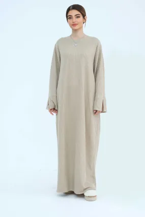 NOOR Knit Maxi Dress Abaya 912-Khaki