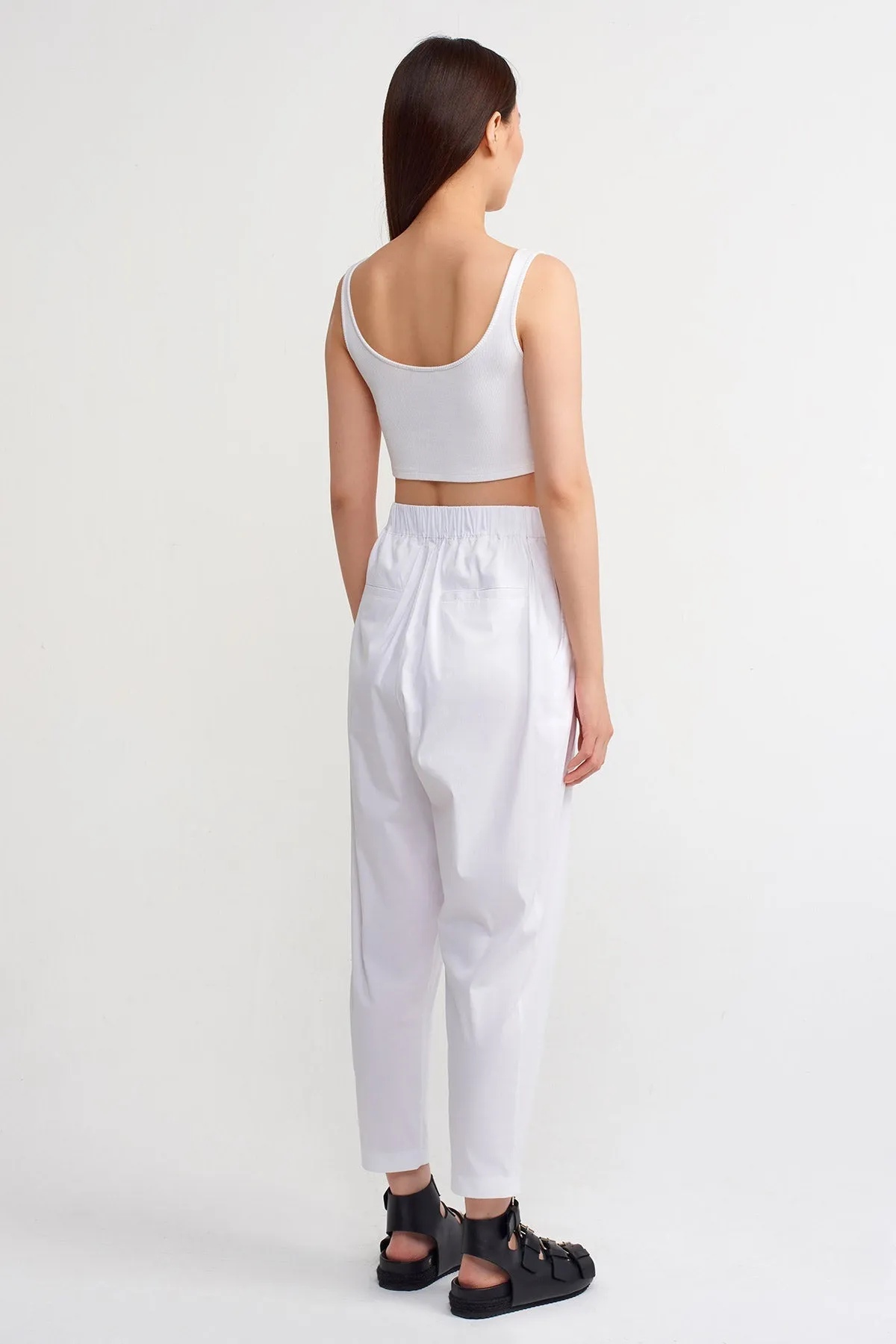 Nu Semi-Elasticated Waist Trousers Off White