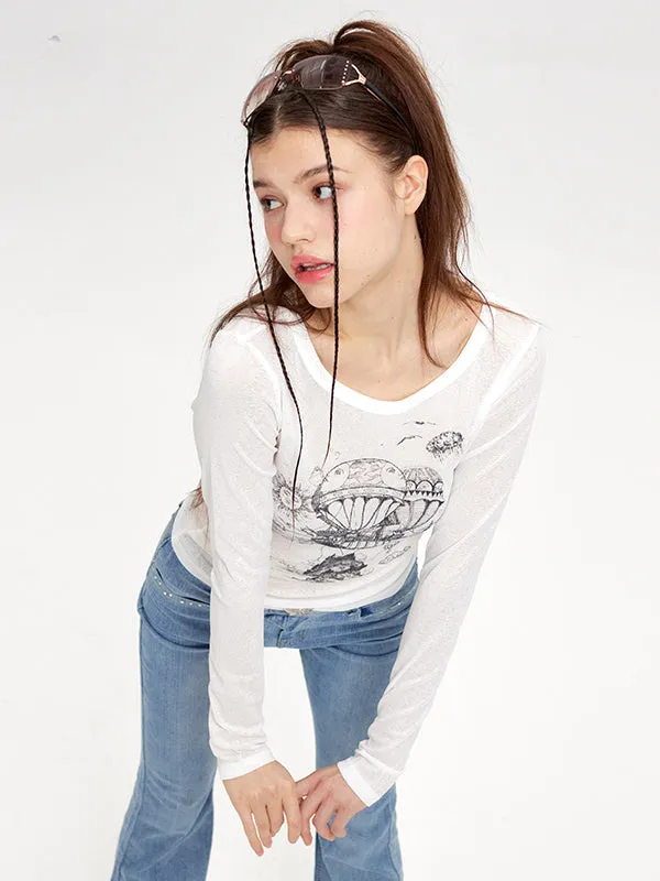 Nvuvu Long Sleeve Tulle Anime T-Shirt