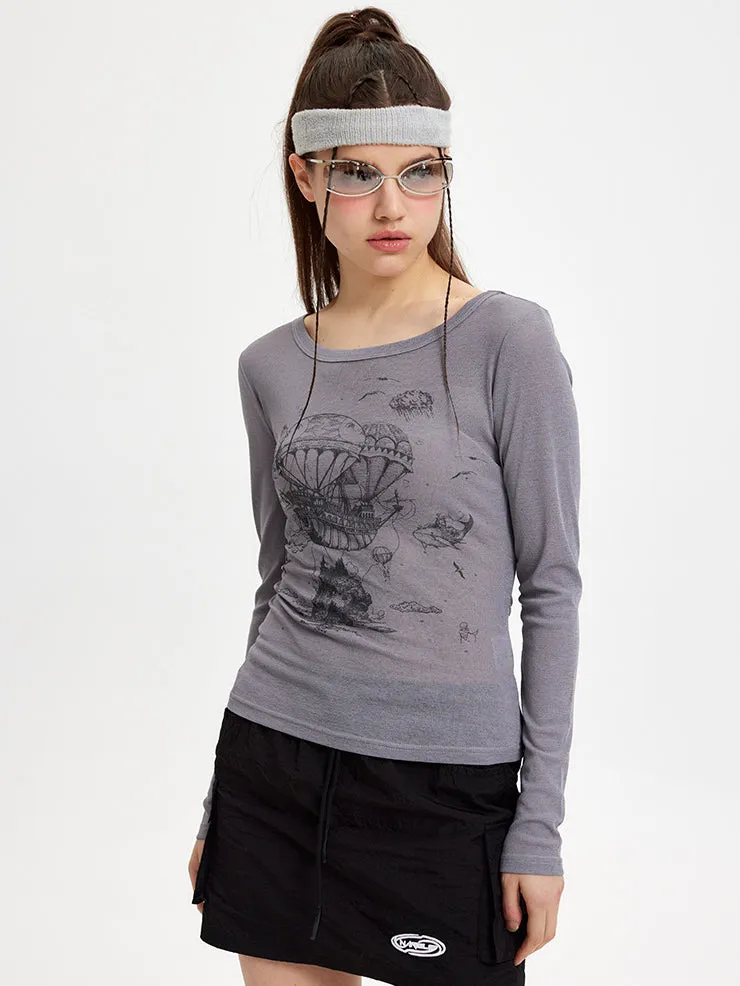 Nvuvu Long Sleeve Tulle Anime T-Shirt