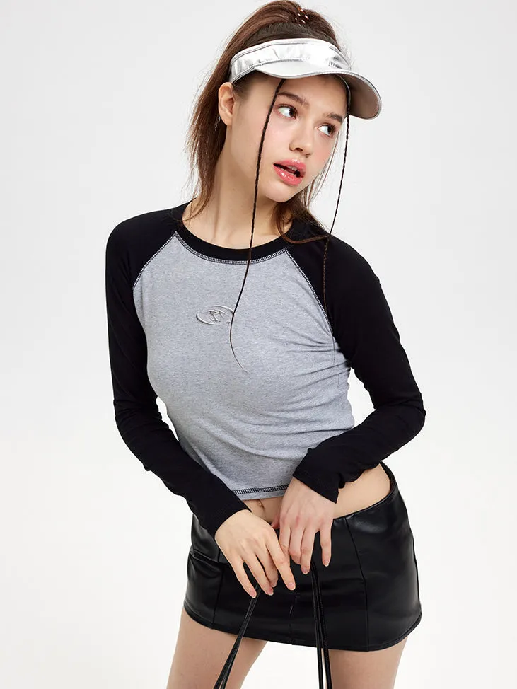 Nvuvu Sporty Color Block Long Sleeve Slim Fit T-Shirt