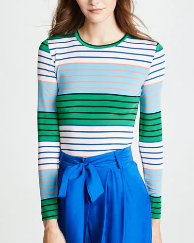 O-Neck Long Sleeve Striped Print T-Shirt