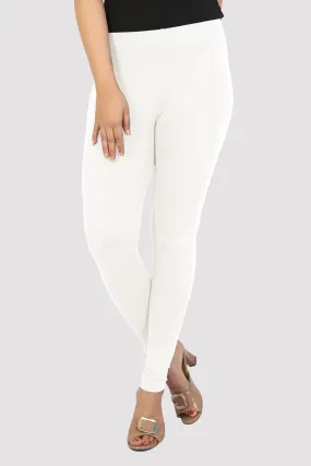 Off White Cotton Lycra Ankle Length Legging