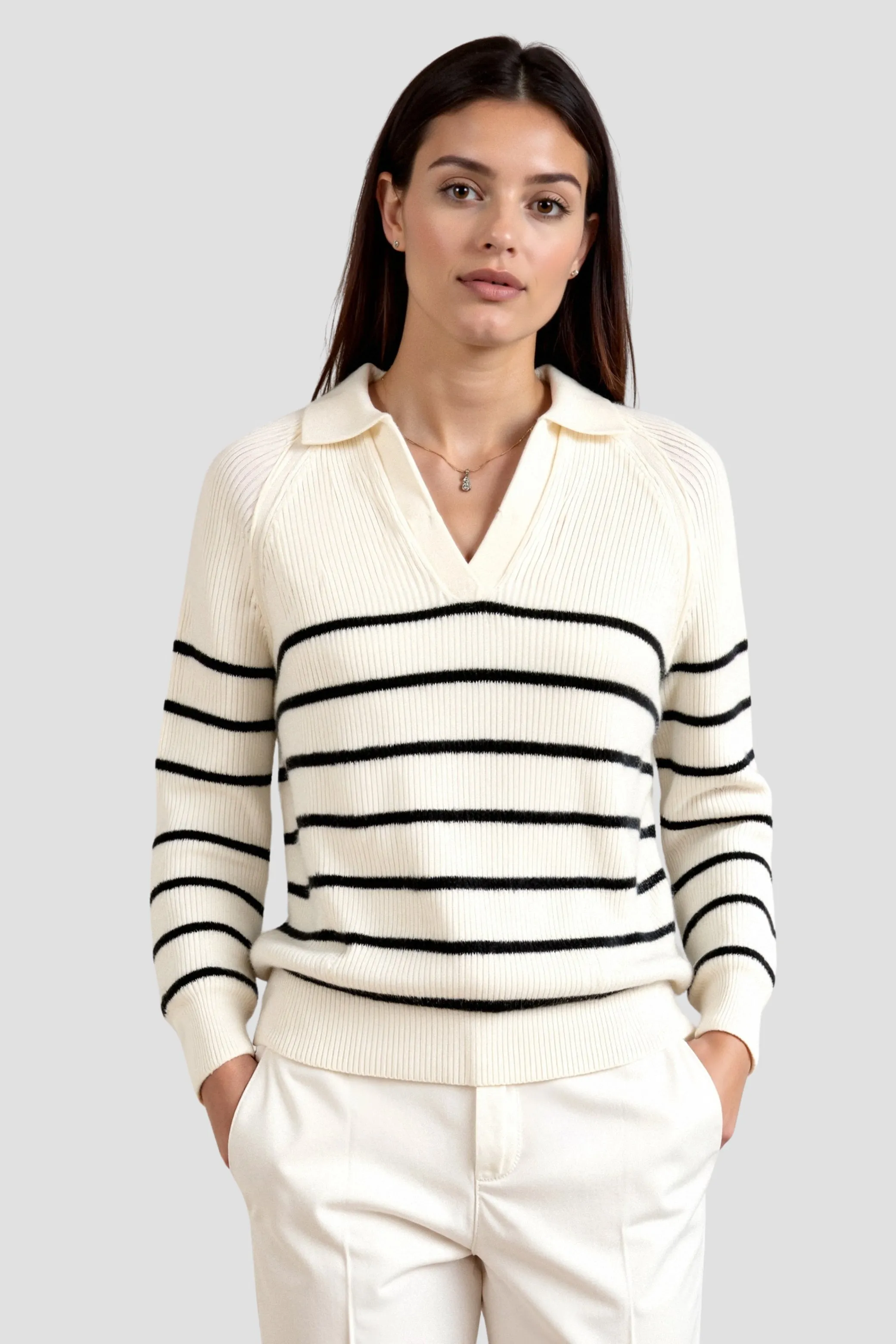 Old Money Classic Striped Raglan Sleeve Sweater