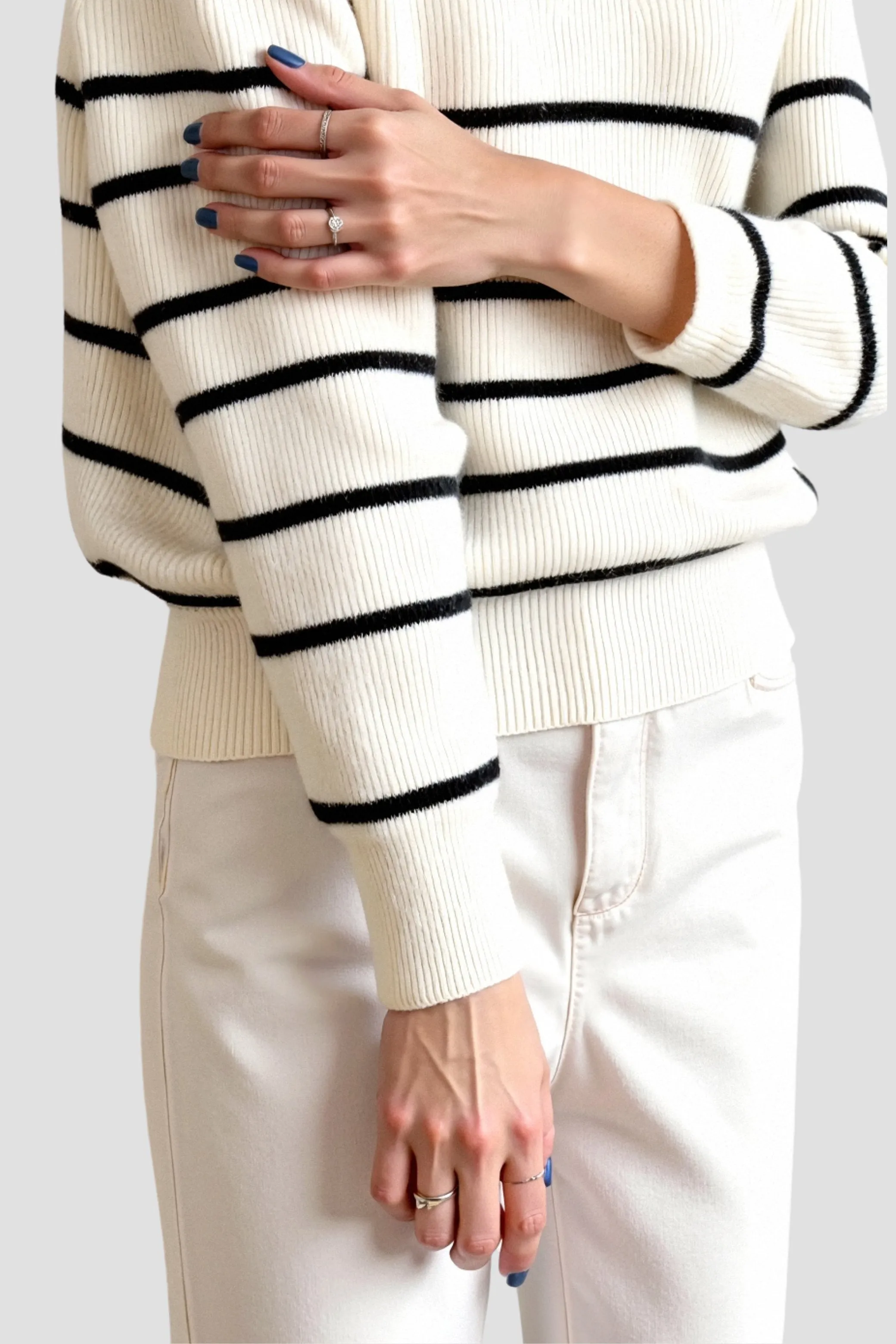 Old Money Classic Striped Raglan Sleeve Sweater