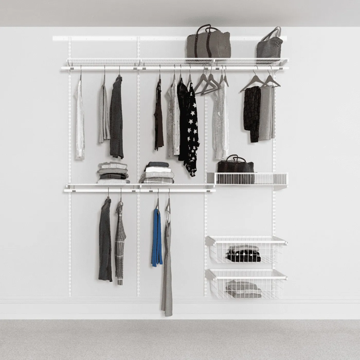 Open Wardrobe System with 2x Baskets 185cm (W)