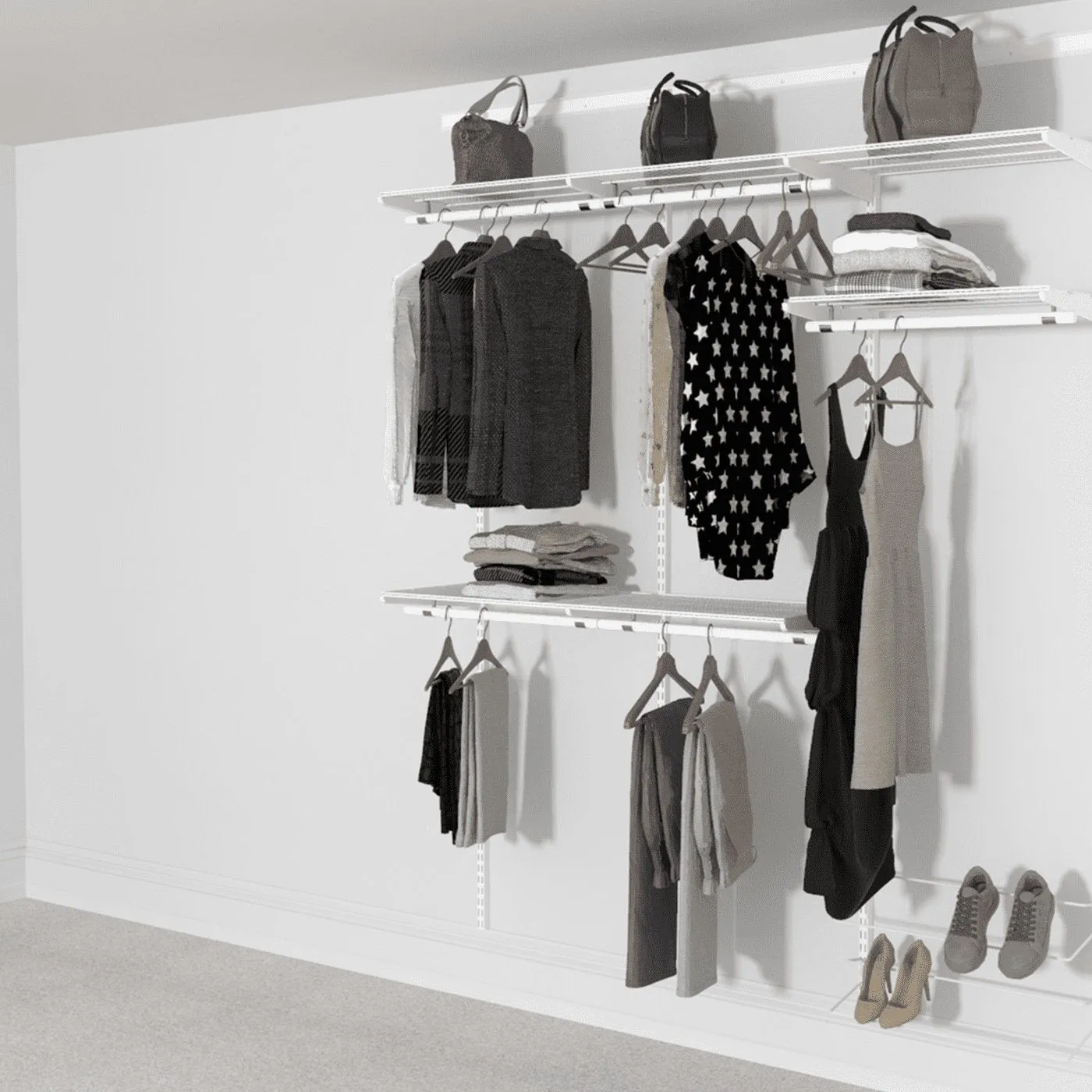 Open Wardrobe System with Shoe Storage 185cm (W) Static Shoe Shelf