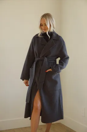 Oversized Belted Wool Coat - Black