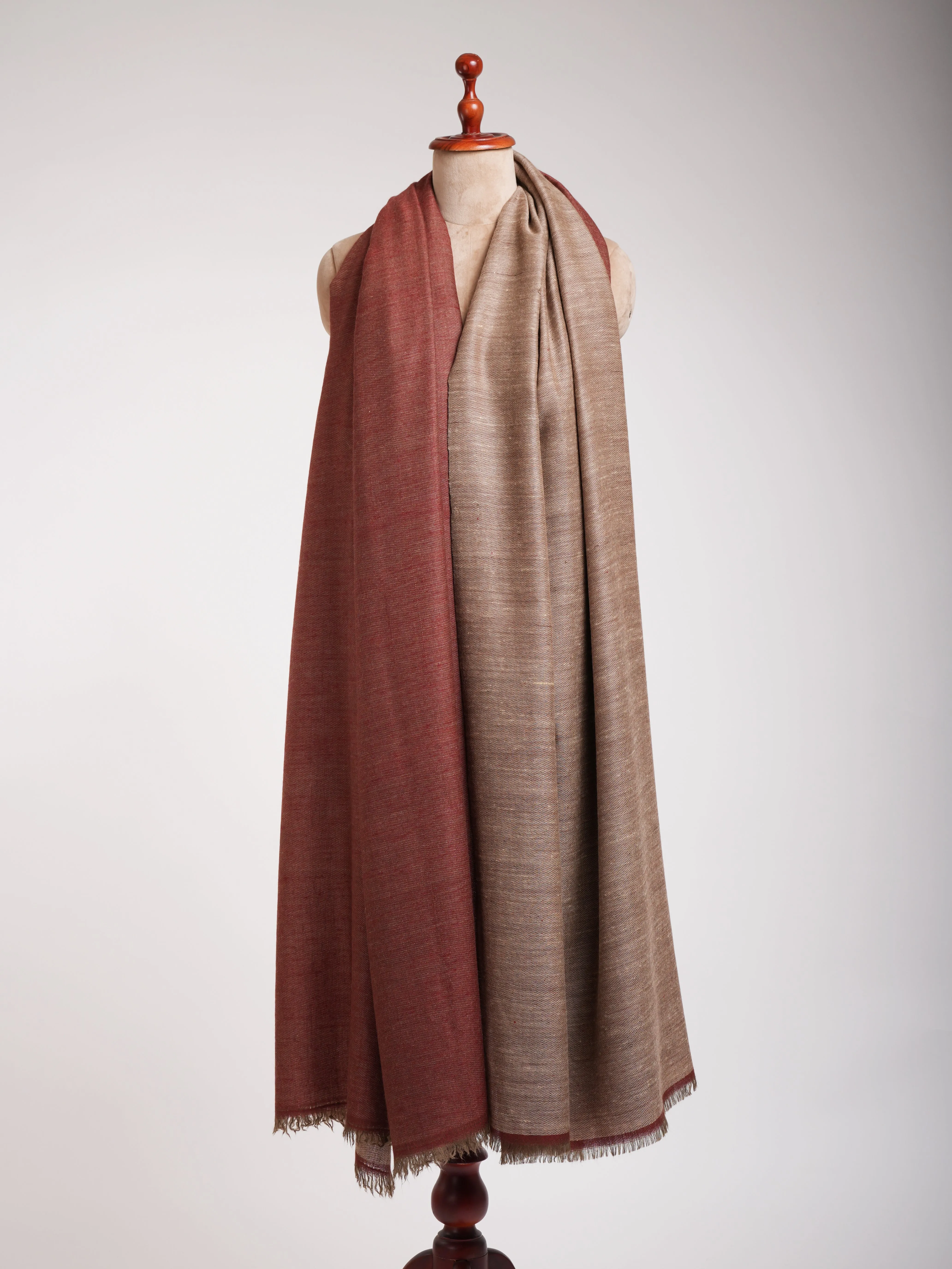 Oversized Fiery Red Dual Shade Pashmina Shawl