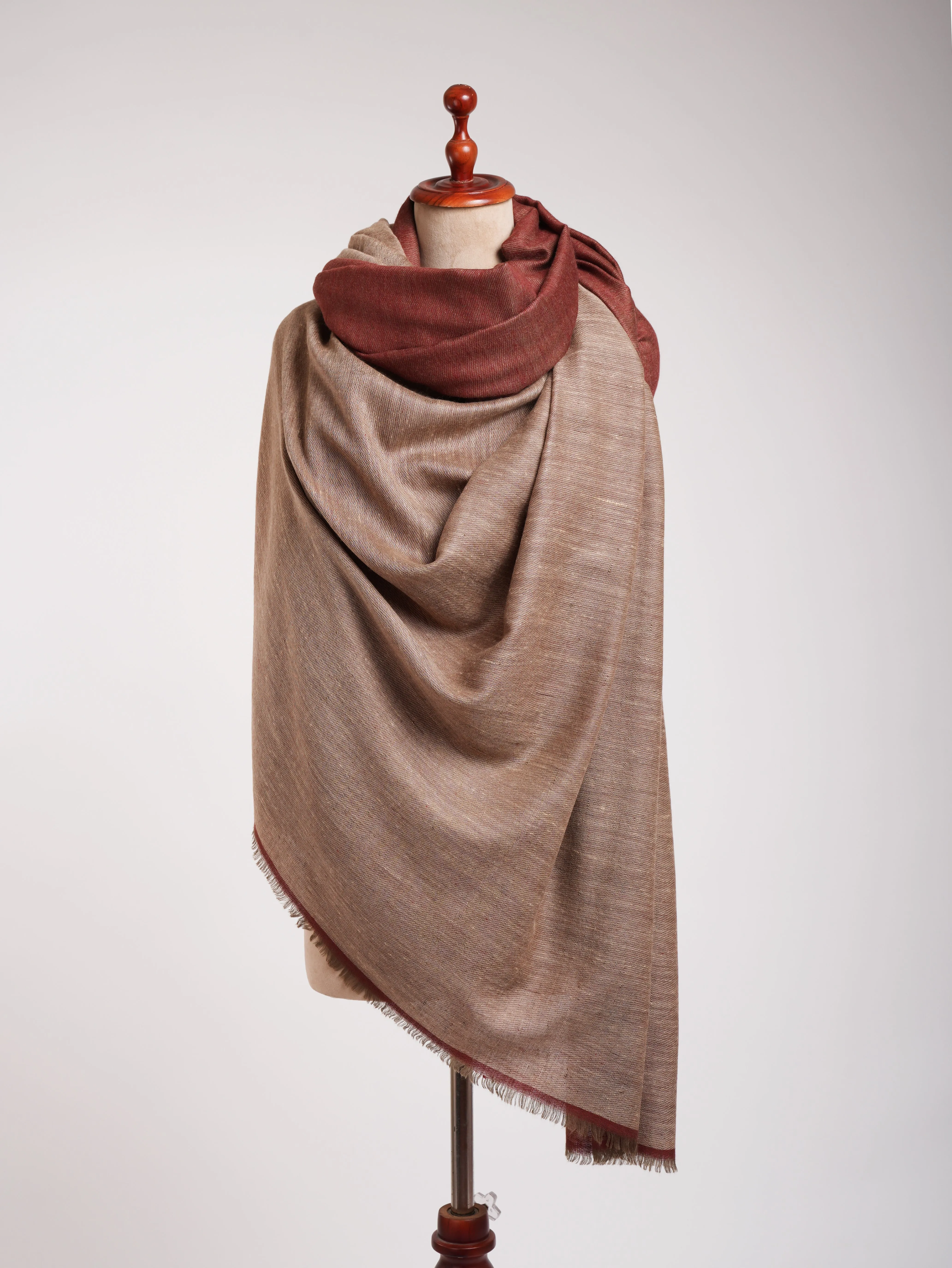 Oversized Fiery Red Dual Shade Pashmina Shawl