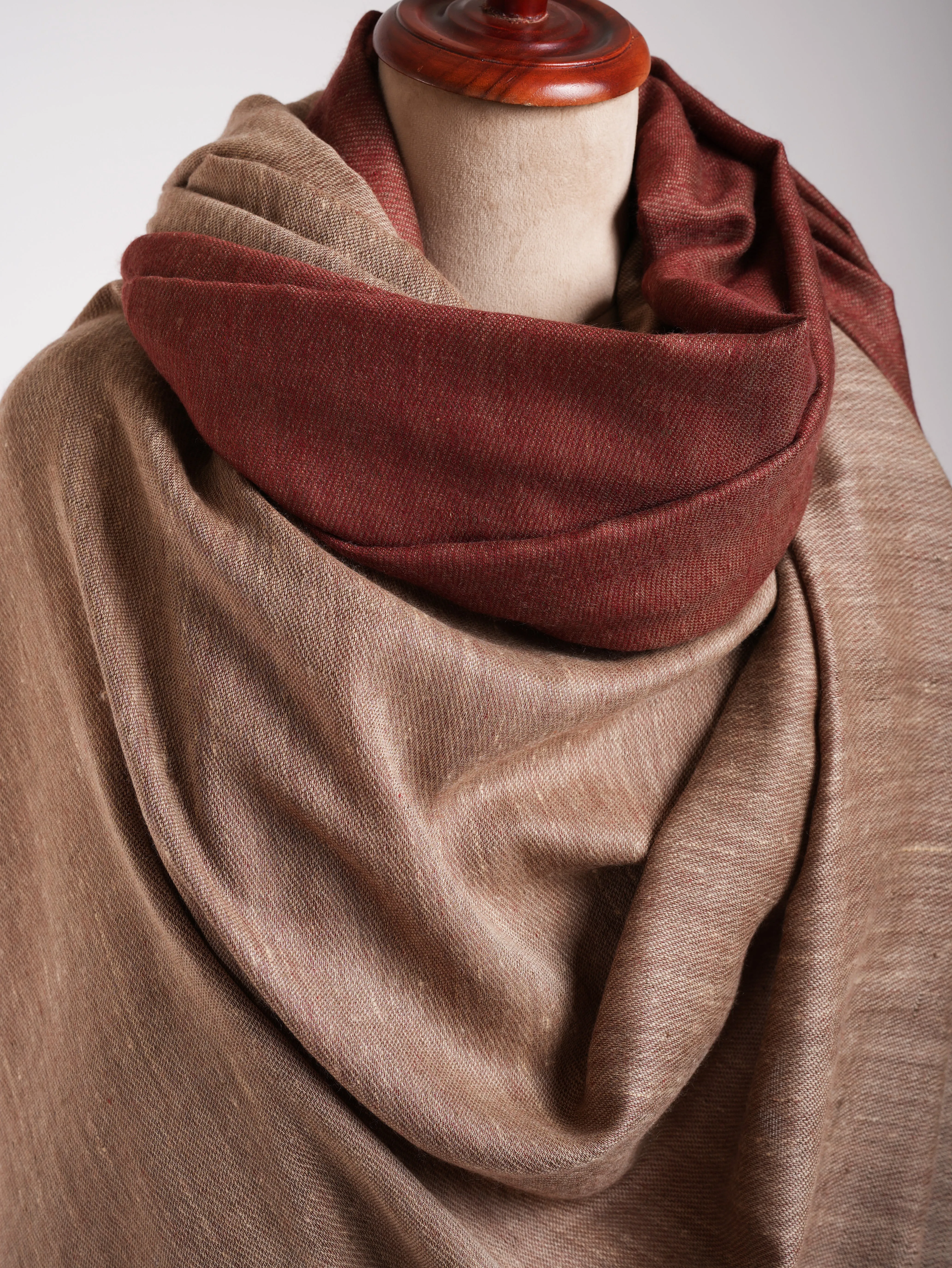 Oversized Fiery Red Dual Shade Pashmina Shawl