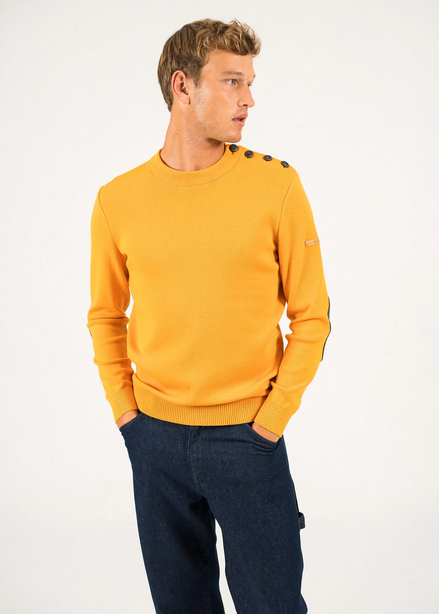 Patrimoine sailor jumper with elbow patches - SAINT JAMES x Atelier Tuffery (MARINE)