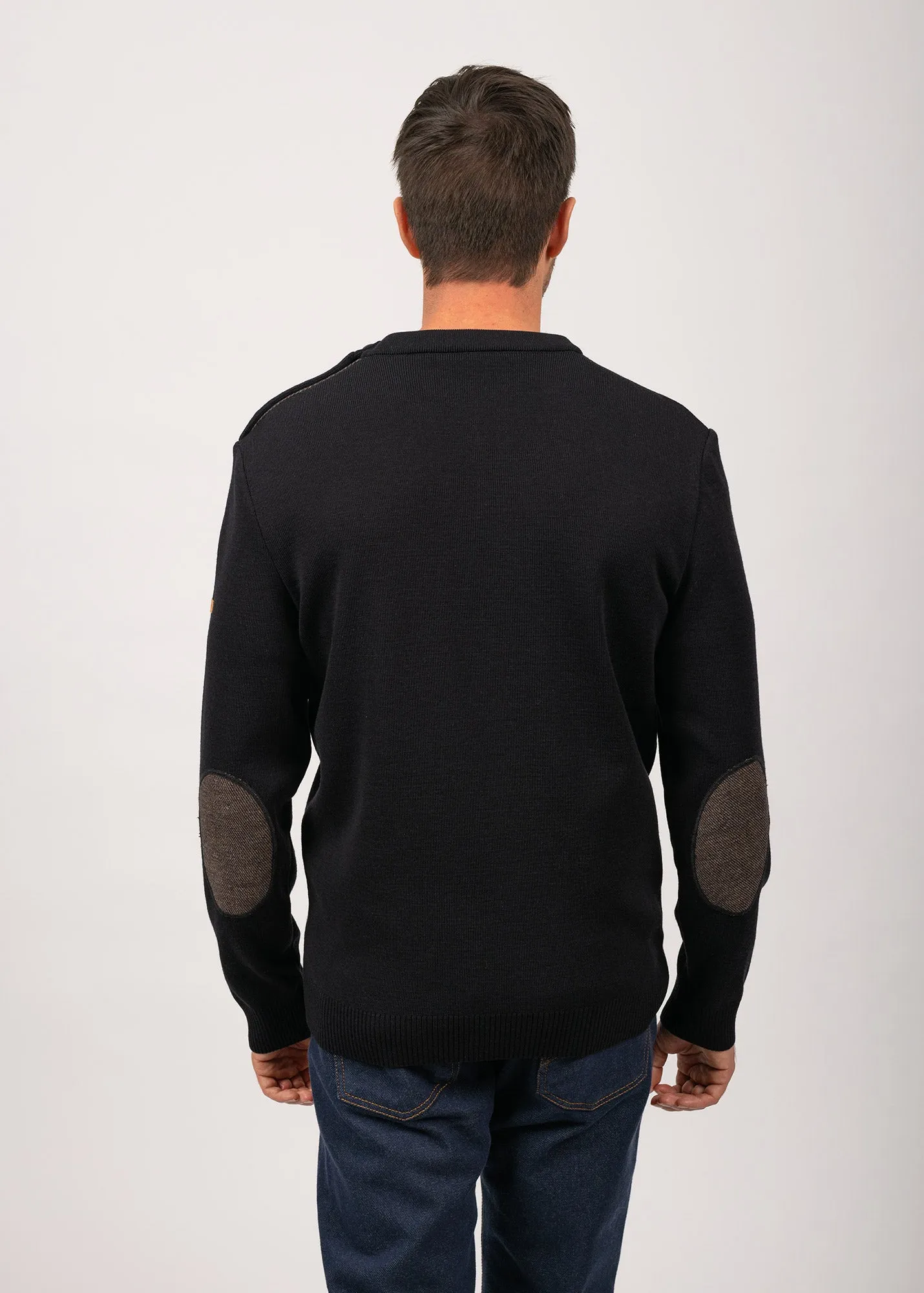 Patrimoine sailor jumper with elbow patches - SAINT JAMES x Atelier Tuffery (MARINE)