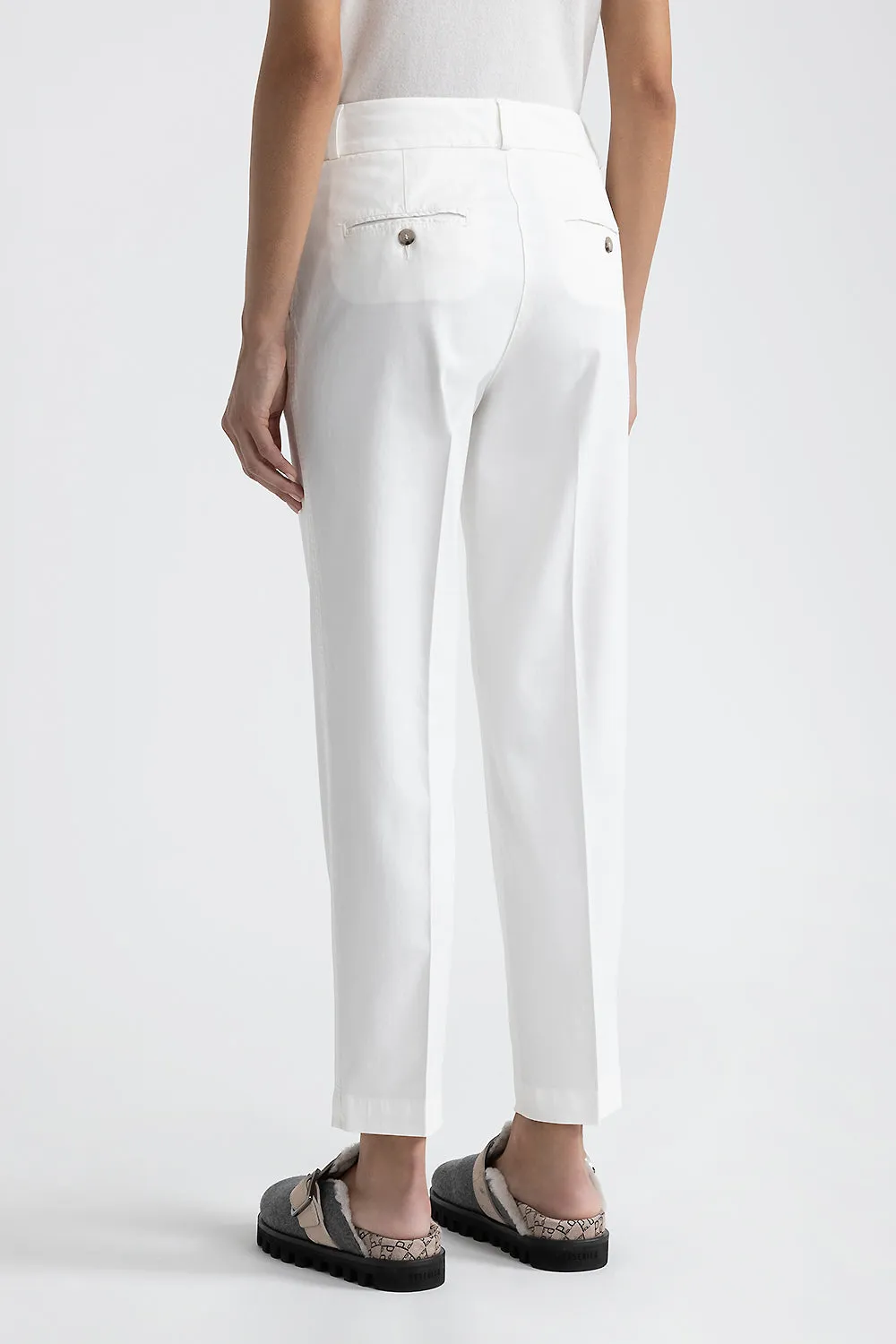 Peachskin gabardine cigarette trousers