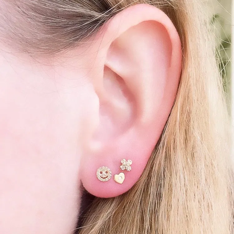 Petite Smiley Face Pave Post Earrings