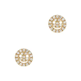 Petite Smiley Face Pave Post Earrings