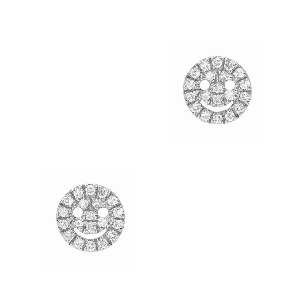 Petite Smiley Face Pave Post Earrings