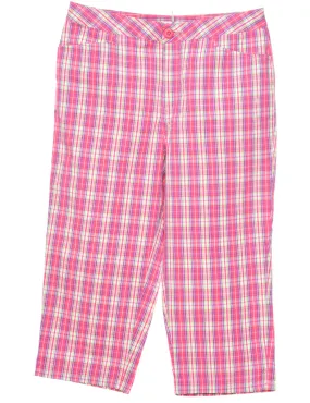 Pink Checked Y2K Cropped Trousers  - W32 L20