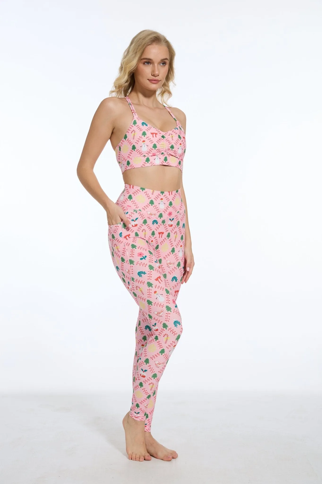 Pinky Cheer High-waisted Leggings with Pockets