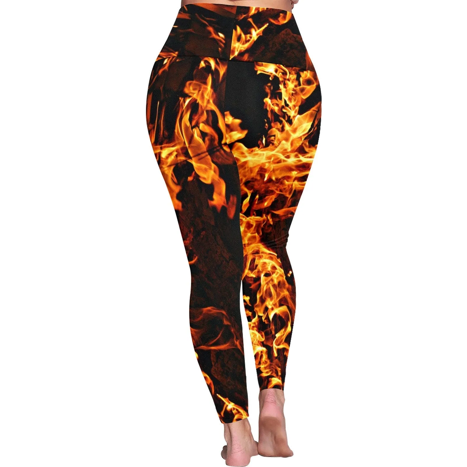 PlusSize fire flames High waisted Leggings,casual,gym/yoga/chill wear,chillout wear,Gifts for Her/Christmas/Thanksgiving/Birthday/Graduation