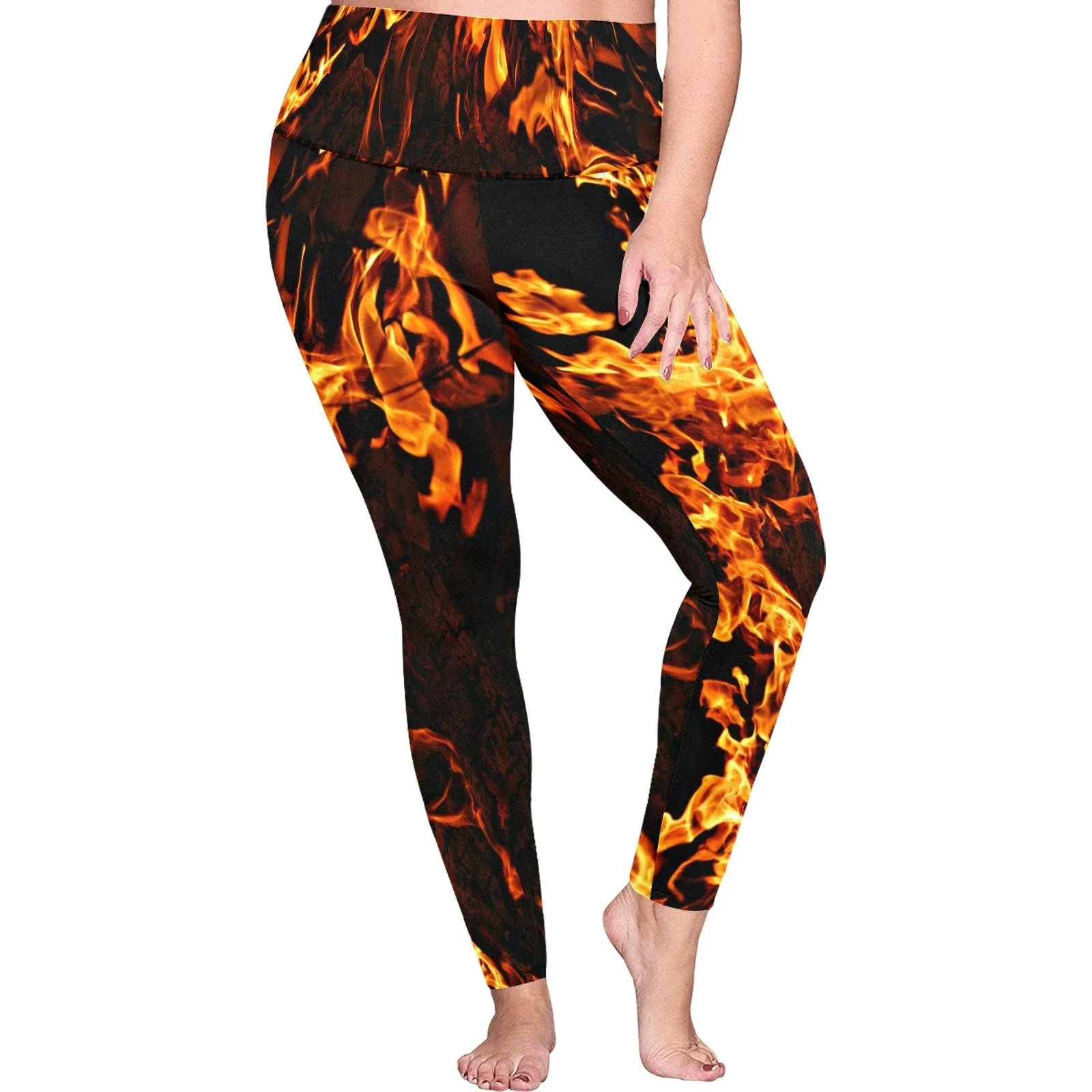 PlusSize fire flames High waisted Leggings,casual,gym/yoga/chill wear,chillout wear,Gifts for Her/Christmas/Thanksgiving/Birthday/Graduation