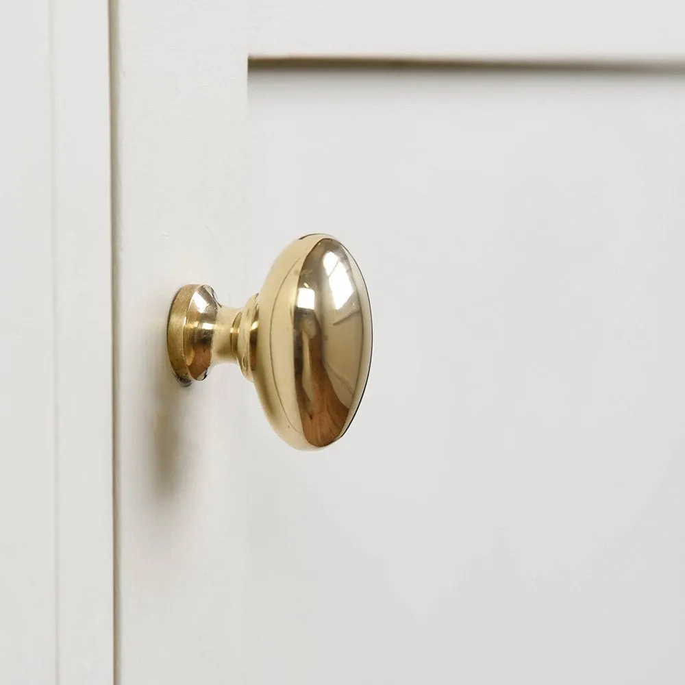 Polished Brass Oval Cabinet Knob (Antique Style)