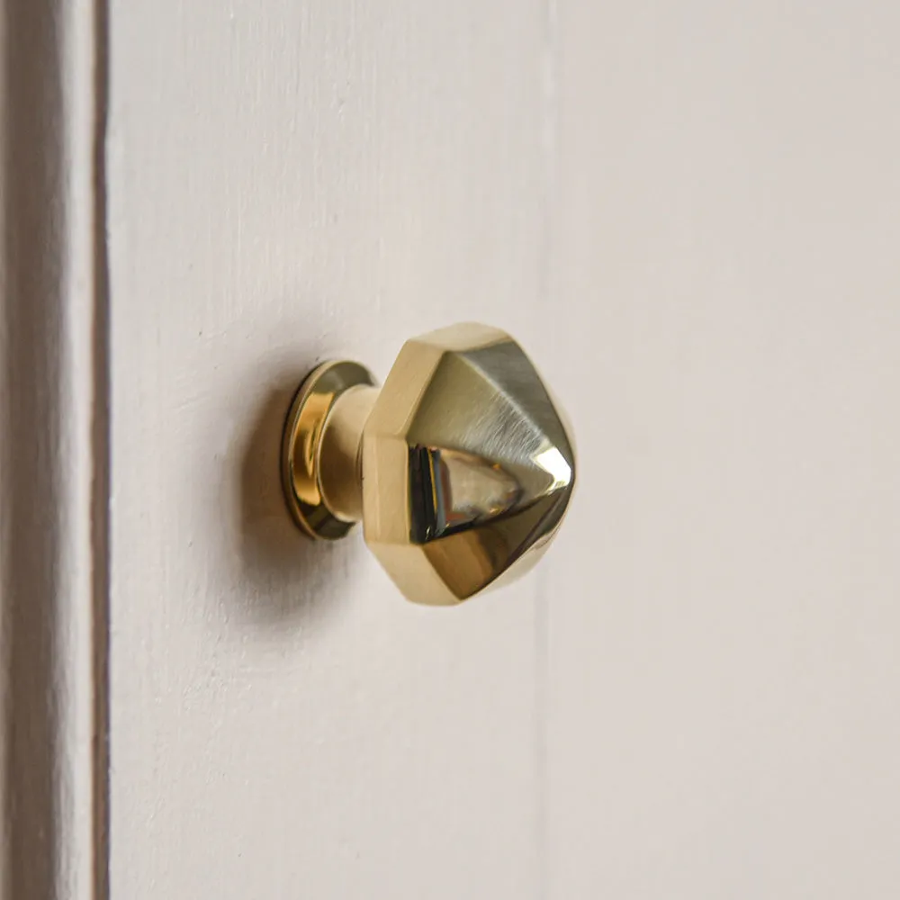 Polished Brass Pointed Octagonal Cabinet Knob