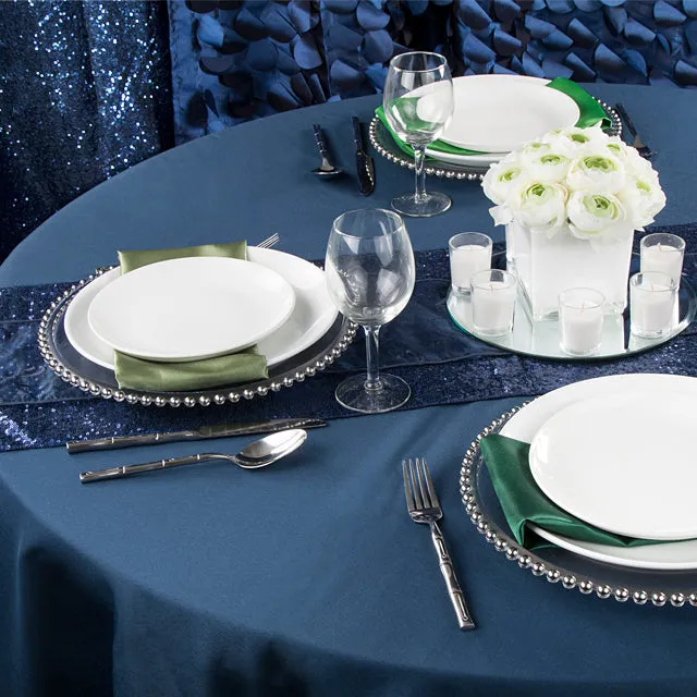 Polyester 90" Round Tablecloth - Navy Blue