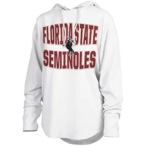 Pressbox Women's Florida State Seminoles Unconquered Silhouette Design Lightweight Long Sleeve Hooded T-shirt - White