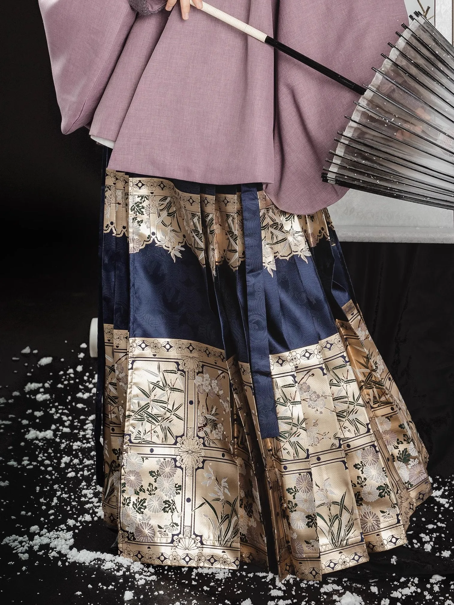 Qian Qian 谦谦 Golden Bamboo & Plum Blossom Mamian Skirt