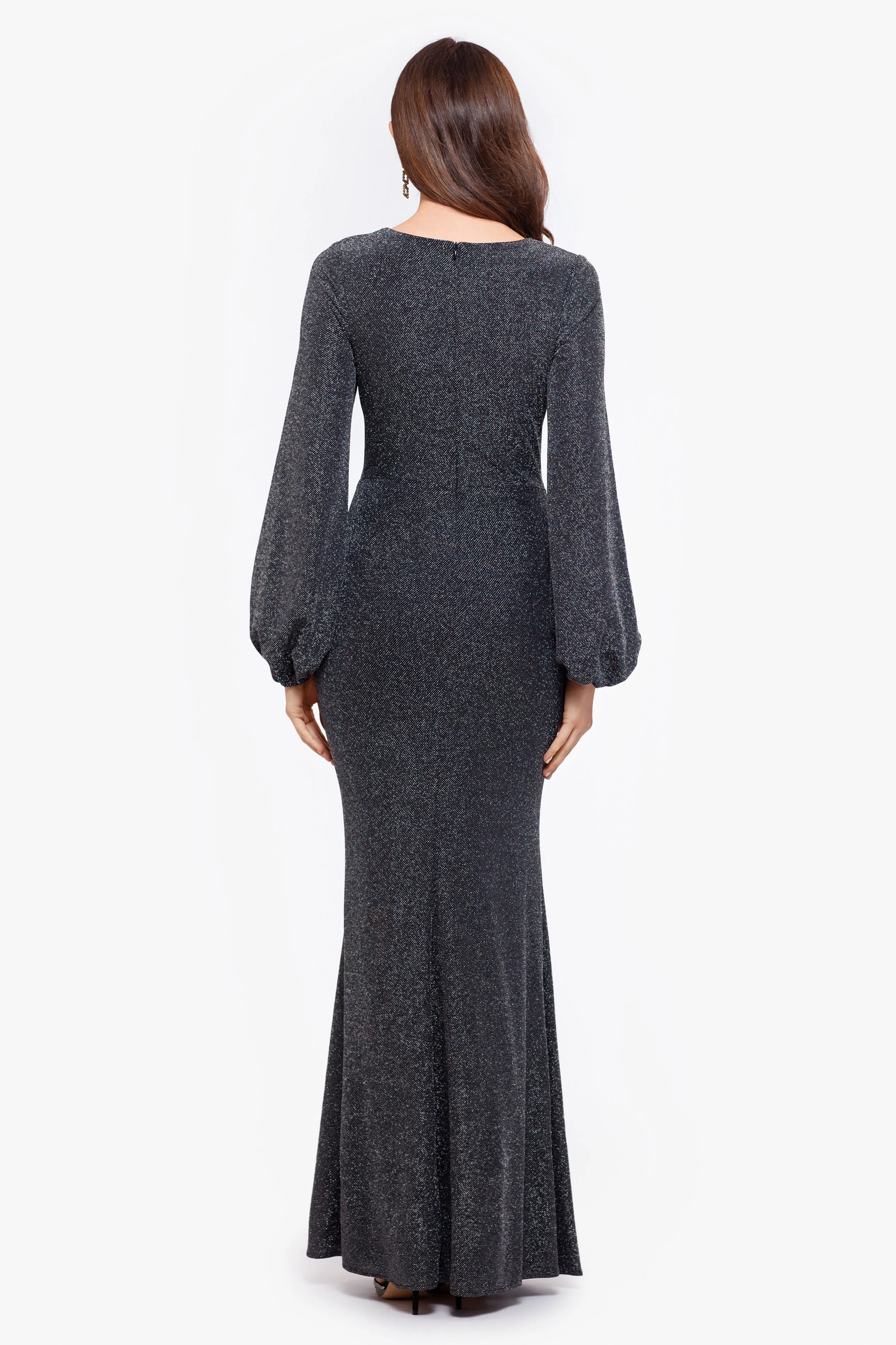 "Clara" Long Sleeve Glitter Knit Knot Dress